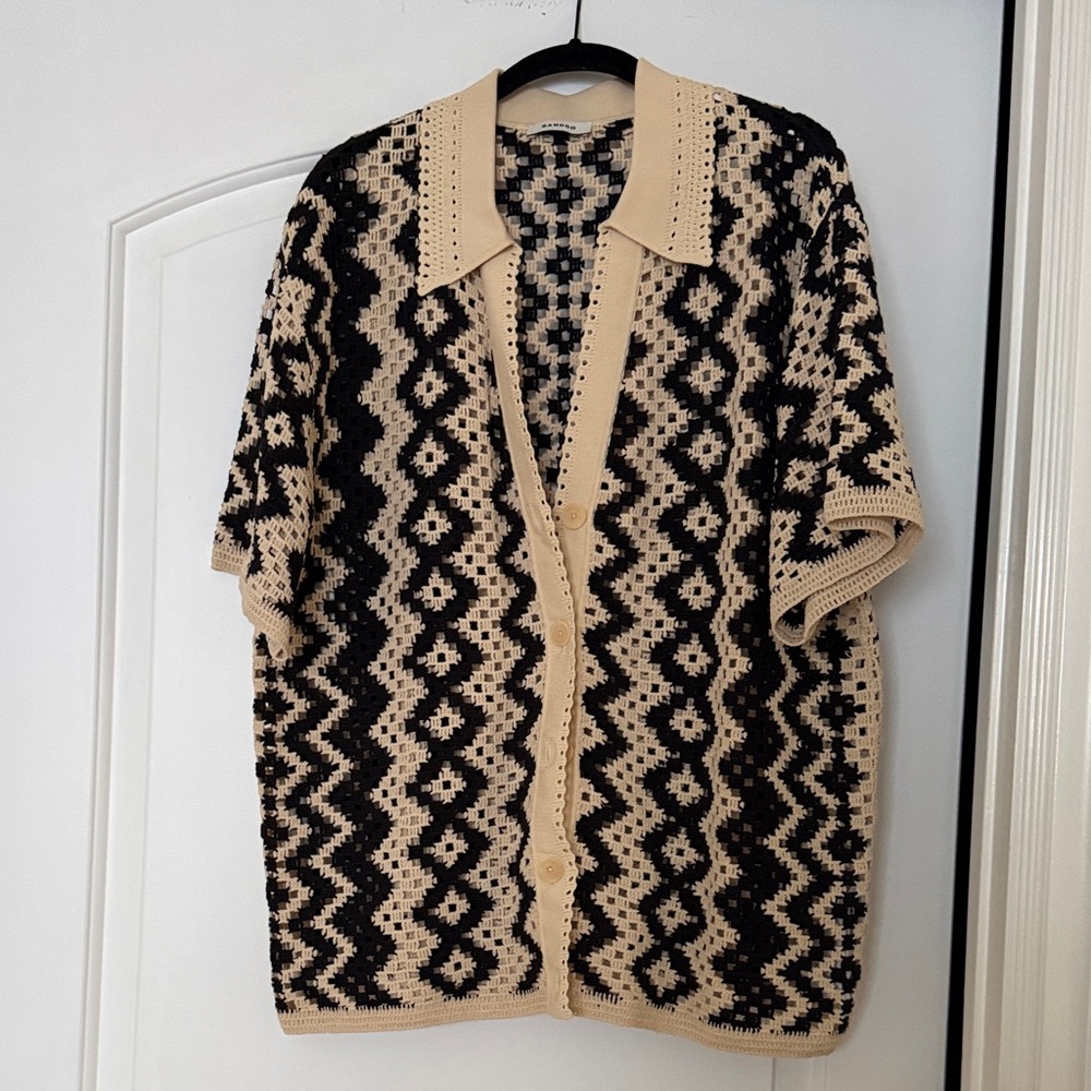 Sandro black and Tan Patterned Cardigan